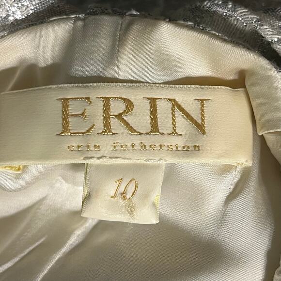 Vintage Erin Fetherston Coquette Retro Metallic Bow Dress 10 Bridal Shower - Picture 8 of 11